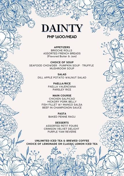 Dainty — Privè by Illo's catering menu page