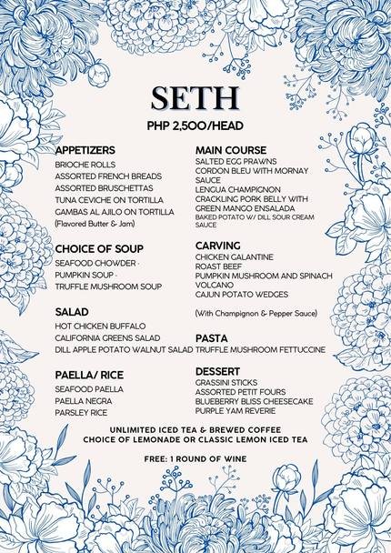 Seth — Privè by Illo's catering menu page