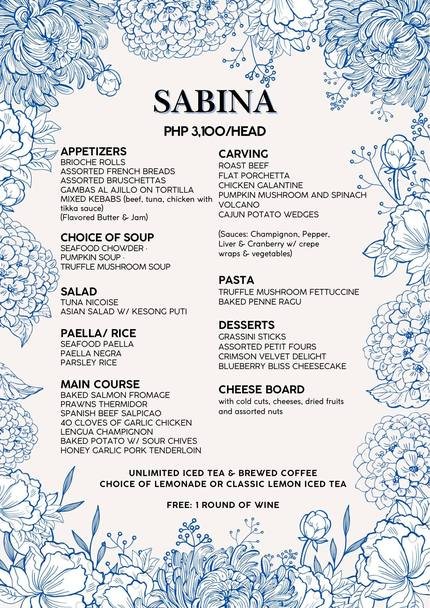 Sabina — Privè by Illo's catering menu page