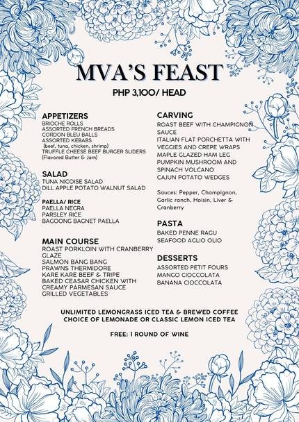 MVA's Feast — Privè by Illo's catering menu page